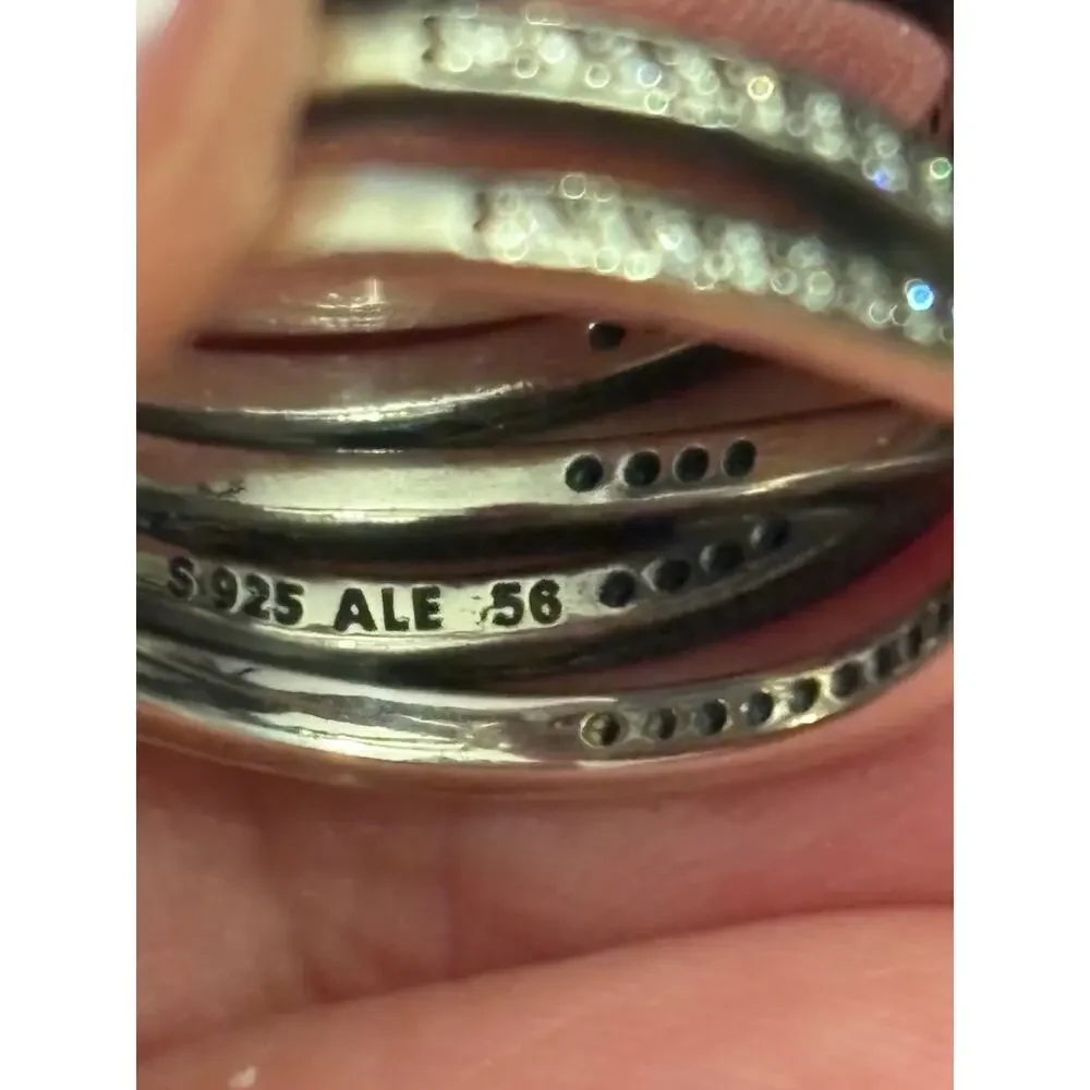 Pandora Bow Ring Sterling Silver 925 ALE Size 7.5 EU 56 - Picture 2 of 7